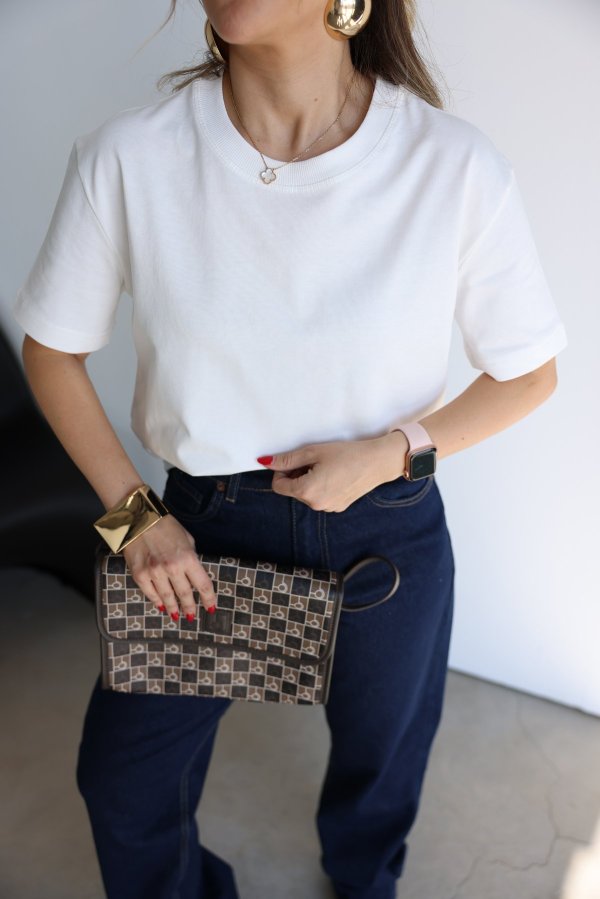 Yakası Fitilli Tok Doku Basic Tshirt