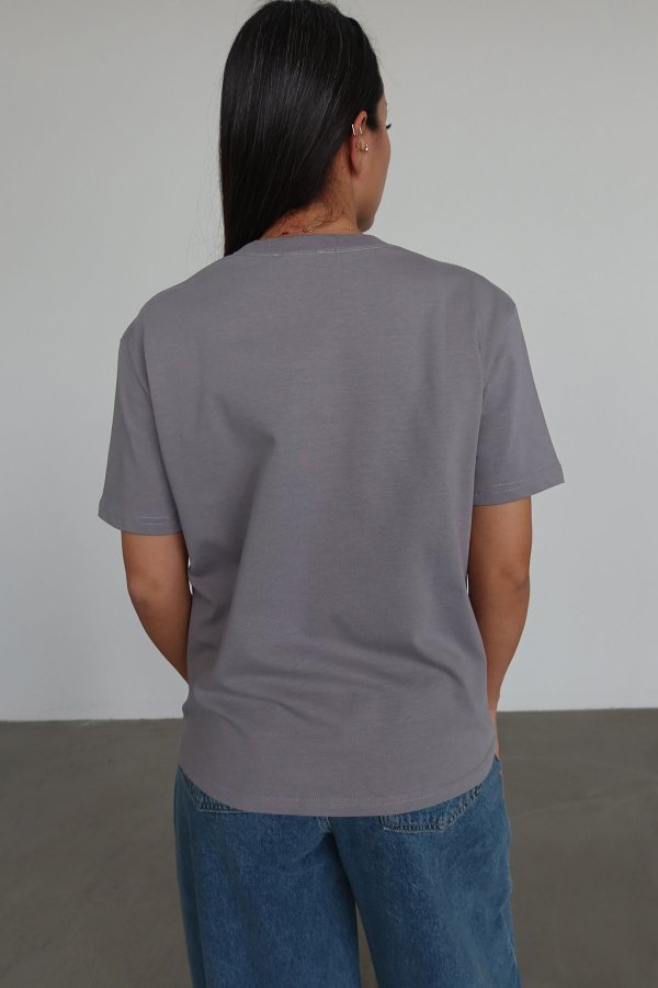 Yakası Fitilli Tok Doku Basic Tshirt