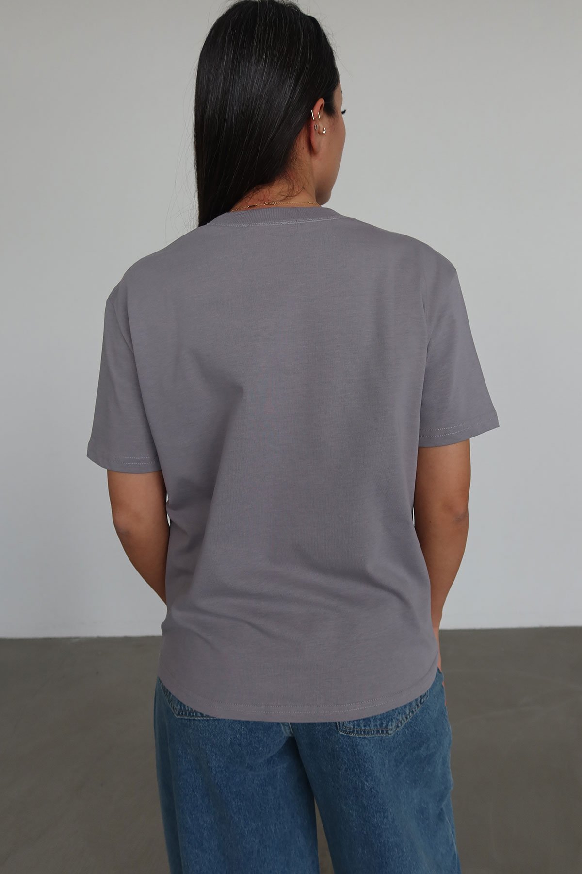 Yakası Fitilli Tok Doku Basic Tshirt