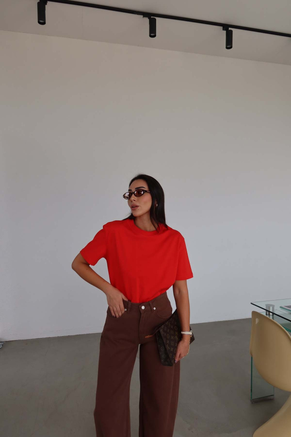 Yakası Fitilli Tok Doku Basic Tshirt