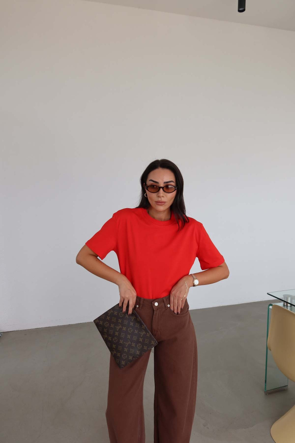 Yakası Fitilli Tok Doku Basic Tshirt