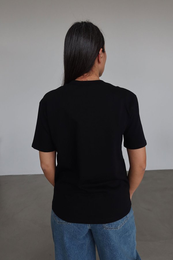 Yakası Fitilli Tok Doku Basic Tshirt