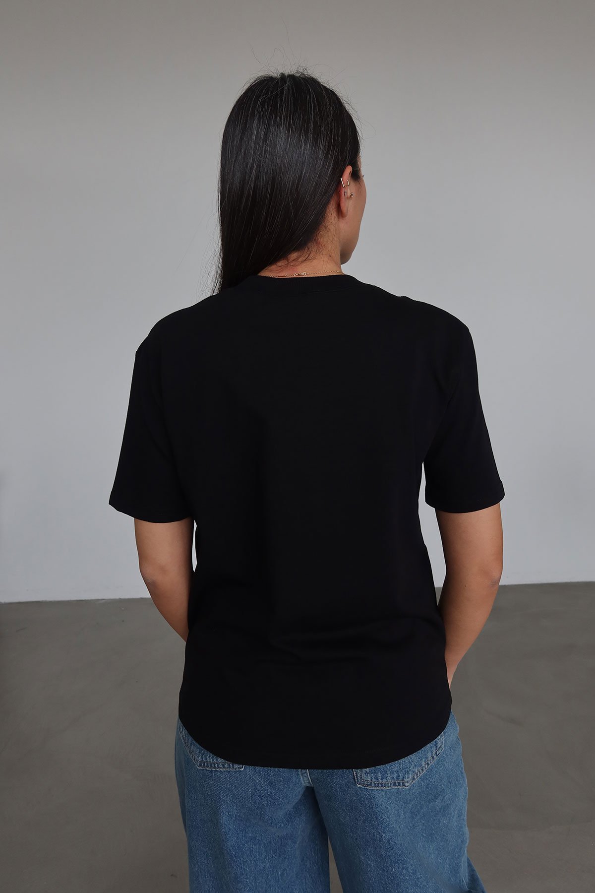 Yakası Fitilli Tok Doku Basic Tshirt