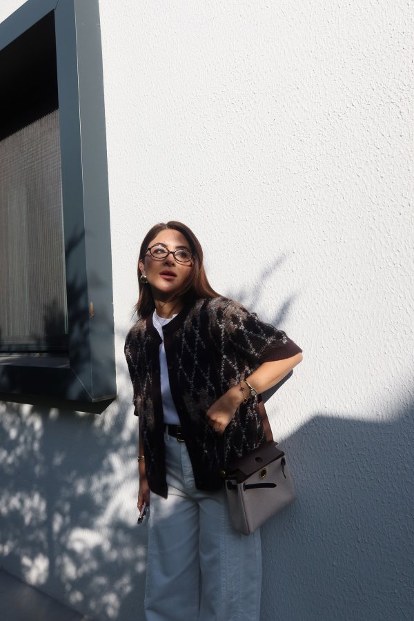 Baklava Dilimli Kısa Kollu Triko