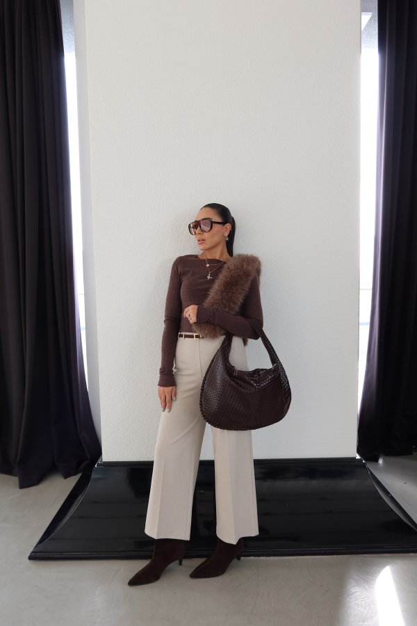 Geniş Kalıp Kemerli Kumaş Pantolon