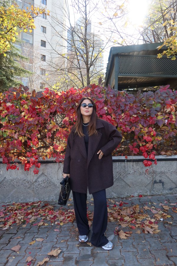 Balık Sırtı Kruvaze Yaka KAban