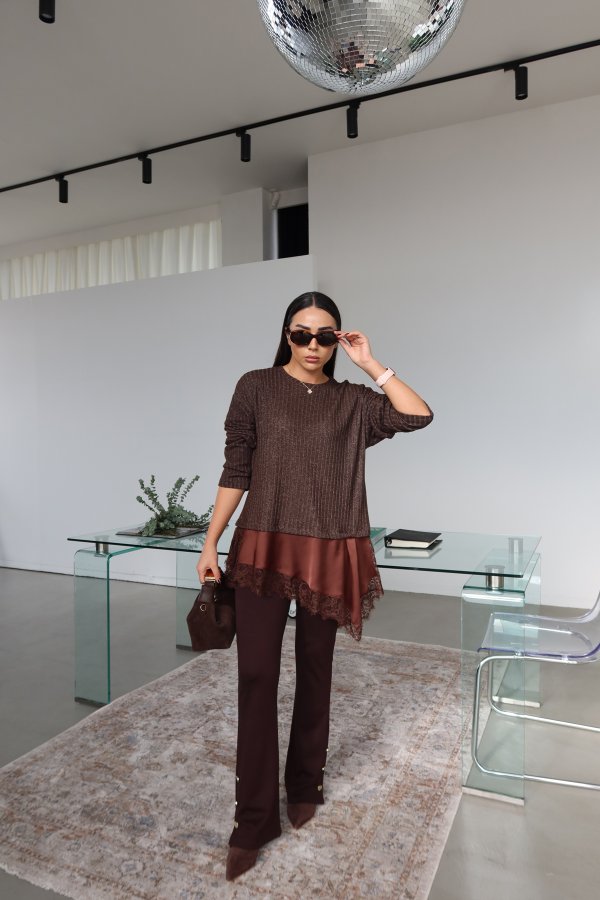 Paçası Gold Düğmeli Tayt