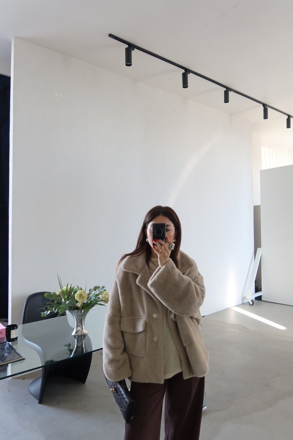 Çift Cepli Çıtçıtlı Kürk Ceket