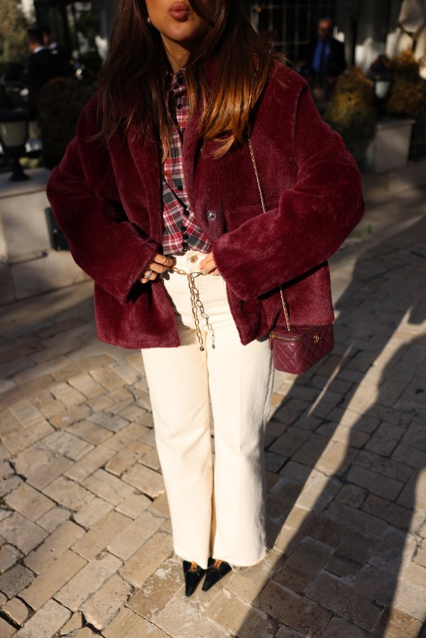 Çift Cepli Çıtçıtlı Kürk Ceket