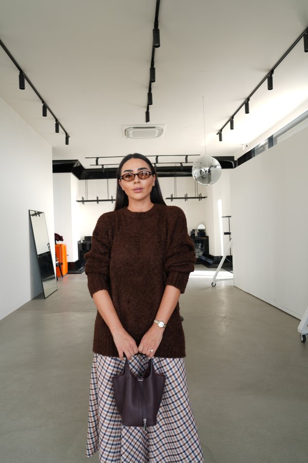 Bisiklet Yaka Oversize Buklet Triko