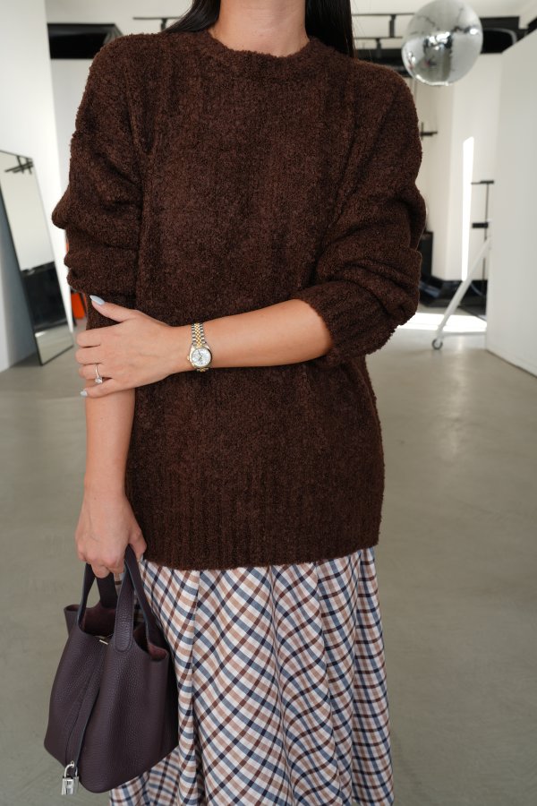 Bisiklet Yaka Oversize Buklet Triko