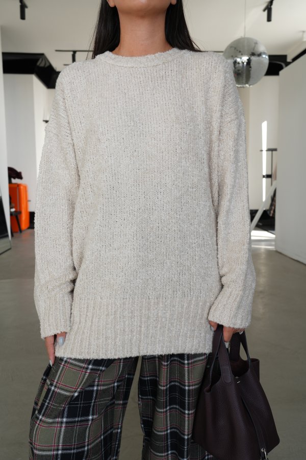 Bisiklet Yaka Oversize Buklet Triko