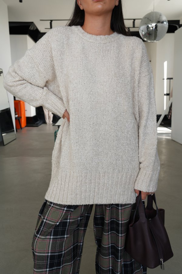 Bisiklet Yaka Oversize Buklet Triko