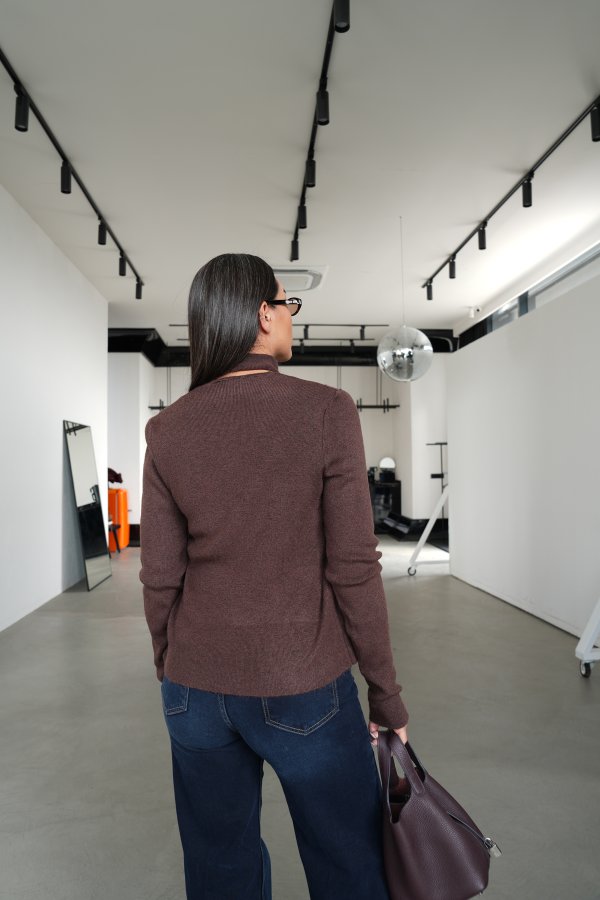 Kendinden Balıkçı Yaka Body Detaylı Triko Hırka