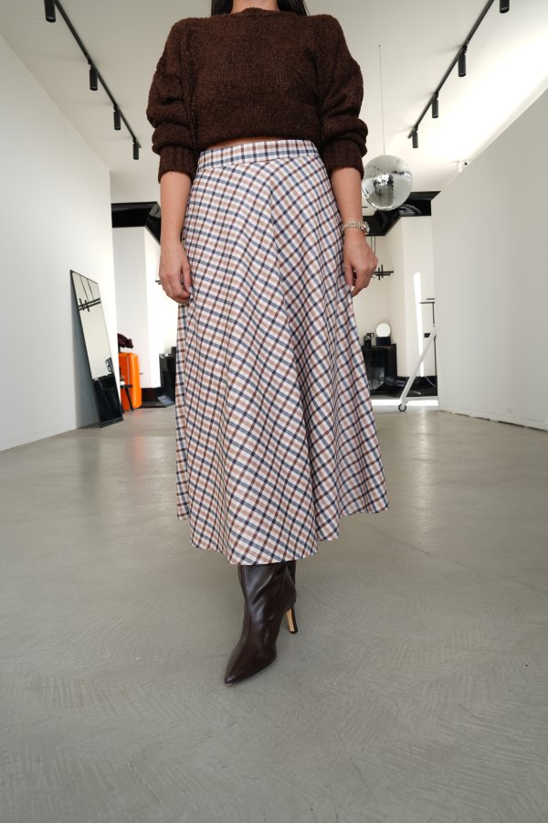 Maxi Kiloş Ekoseli Etek