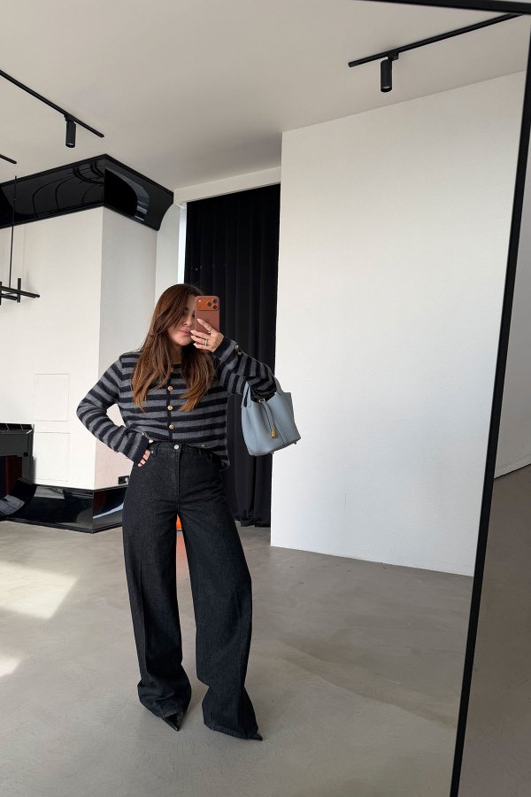 Yüksek Bel Wideleg Jean