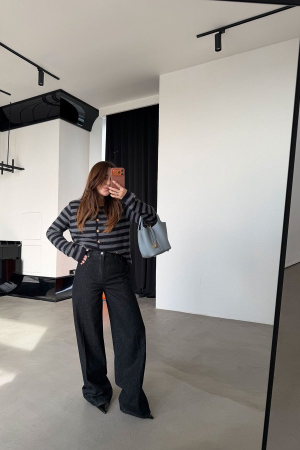 Yüksek Bel Wideleg Jean