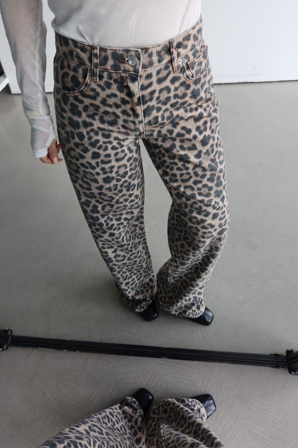 Leopar Desen Straight Fit Jean