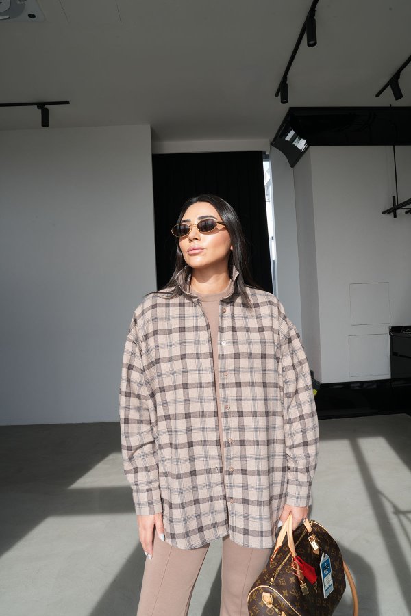 Ekoseli Oversize Gömlek