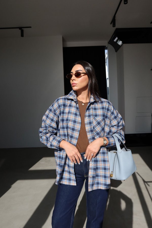 Ekoseli Oversize Gömlek