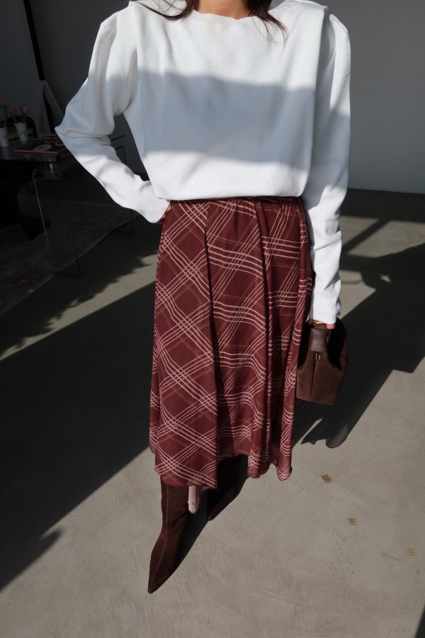 Altı Asimetrik Kesim Yatay Çizgili Etek