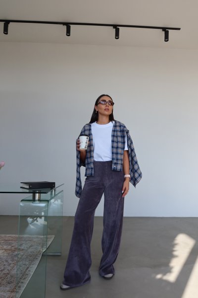 Kendinden Fitilli Kadife Pantolon