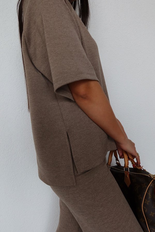 Kendinden Dokulu Kısa Kol Sweat Eşofman Takım