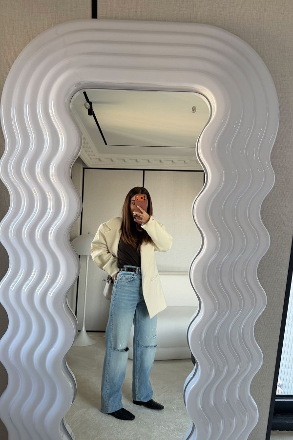 Lazer Kesikli Taşlamalı Jean