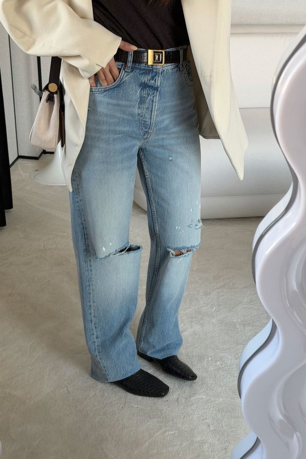 Lazer Kesikli Taşlamalı Jean