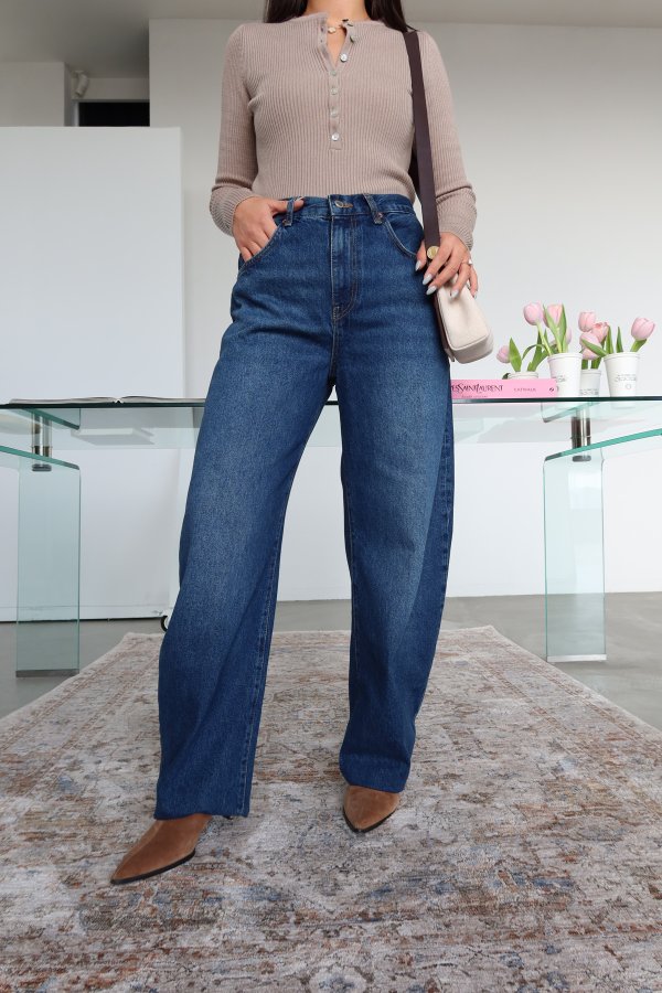 Taşlamalı Tappered Jean