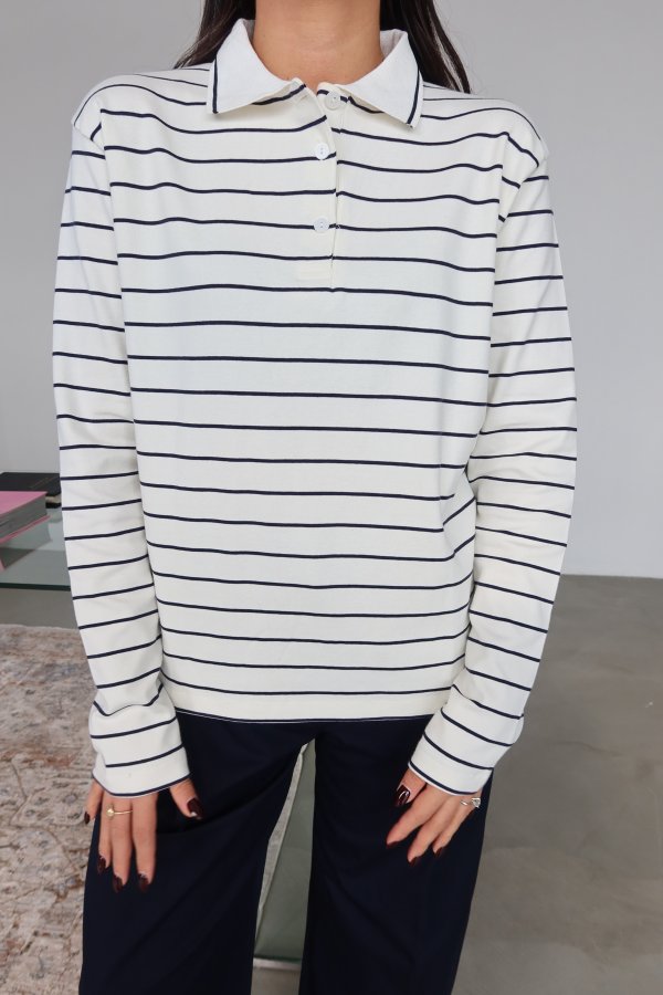 Polo Yaka Çizgili Basic Sweat