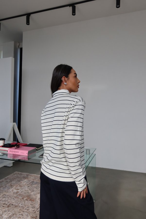 Polo Yaka Çizgili Basic Sweat