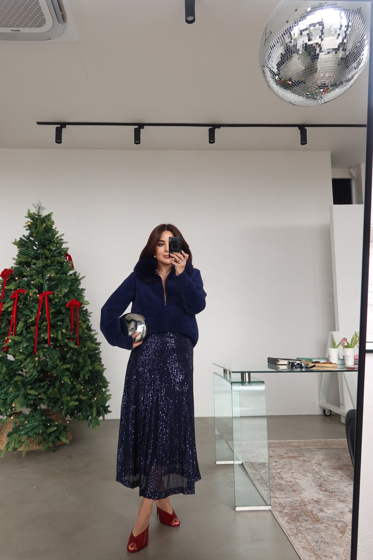 Pul Payetli Midi Etek