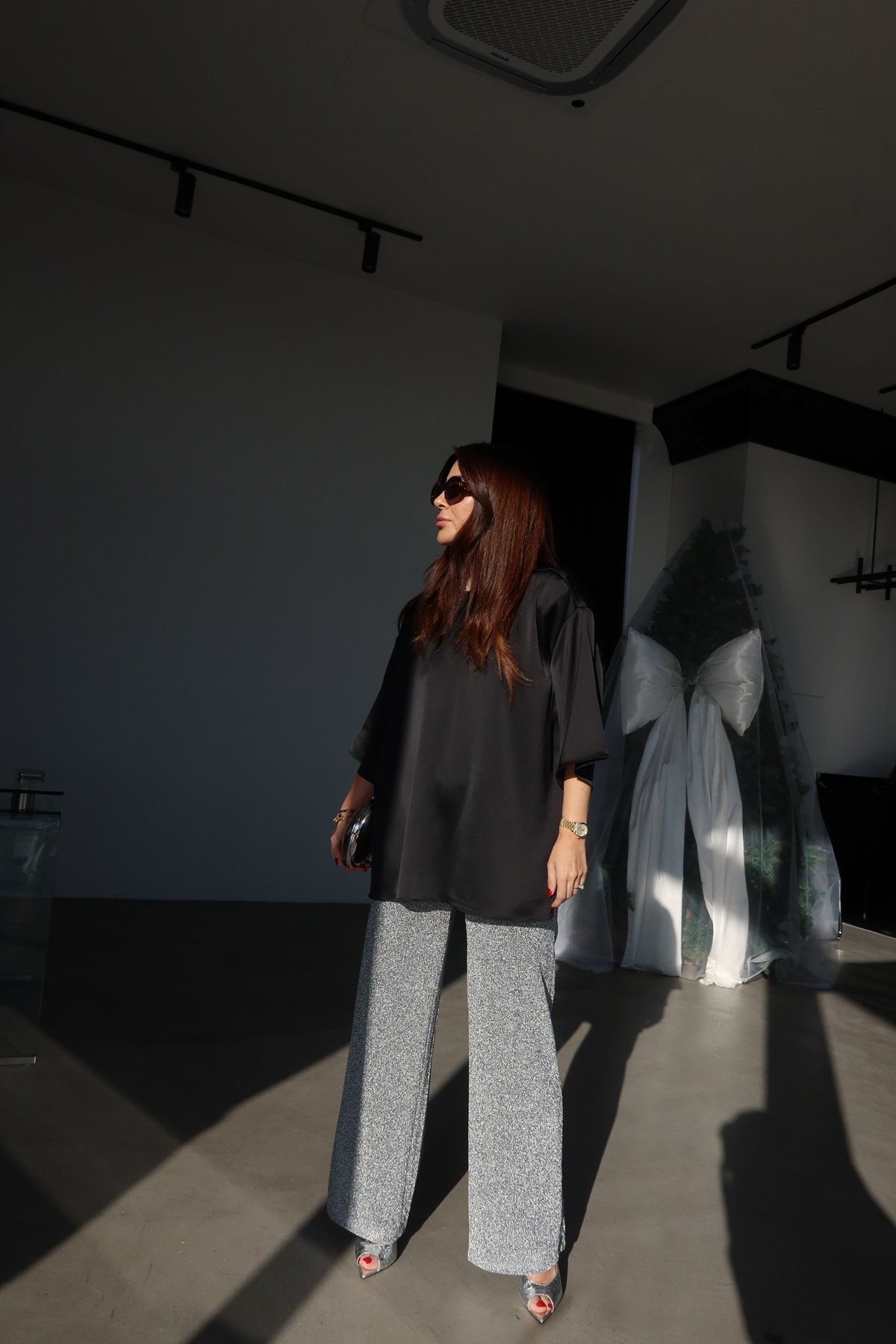 Beli Lastikli Simli Pantolon