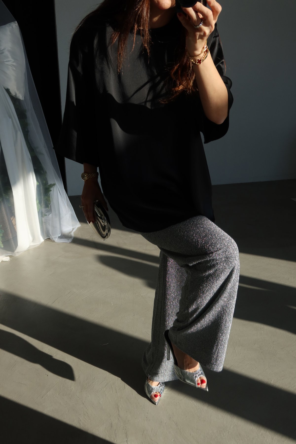 Beli Lastikli Simli Pantolon