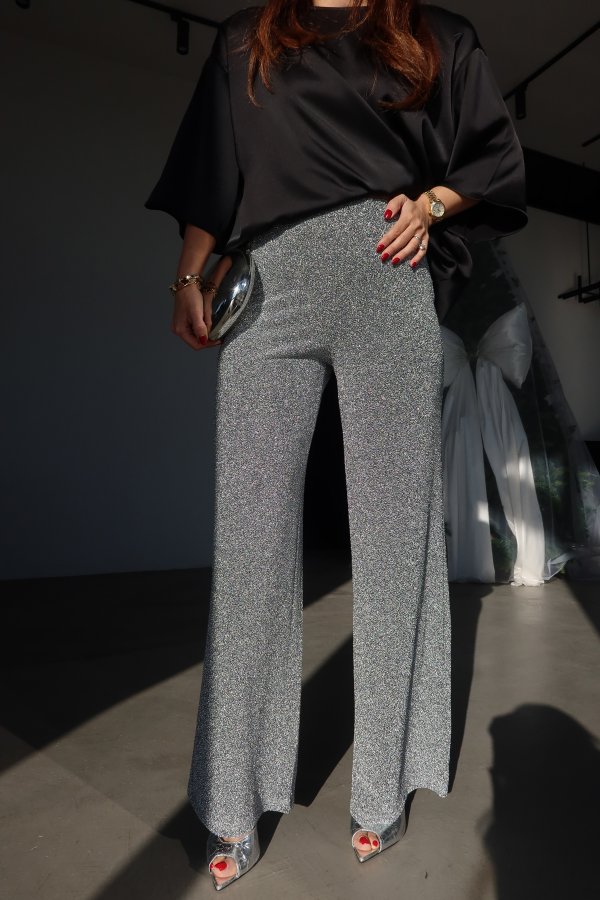 Beli Lastikli Simli Pantolon