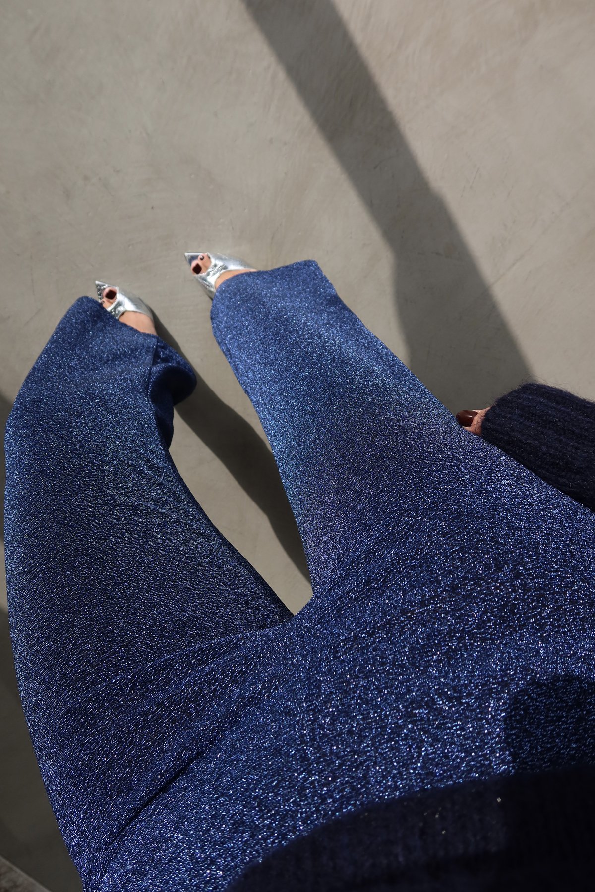 Beli Lastikli Simli Pantolon