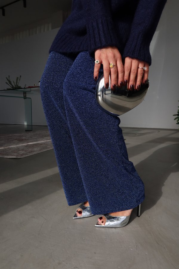 Beli Lastikli Simli Pantolon