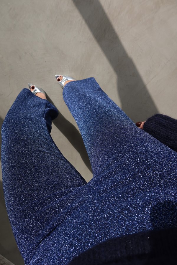 Beli Lastikli Simli Pantolon