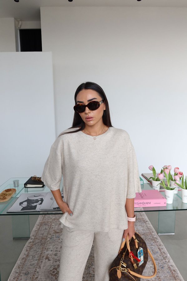 Önü Kısa Arkası Uzun Triko Bluz Pantolon Takım