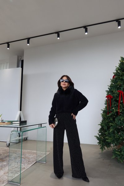 Beli Lastikli Taşlı Pantolon