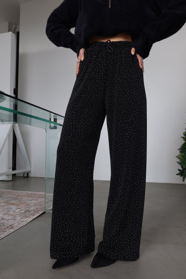 Beli Lastikli Taşlı Pantolon