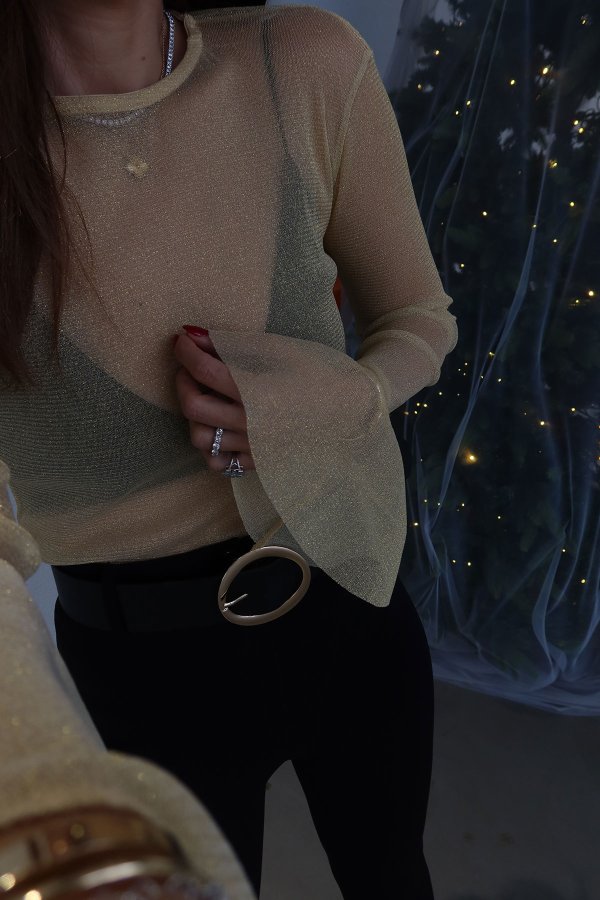 İspanyol Kol Simli Bluz