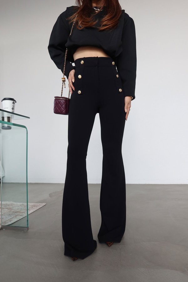 Gold Düğmeli İspanyol Paça Pantolon