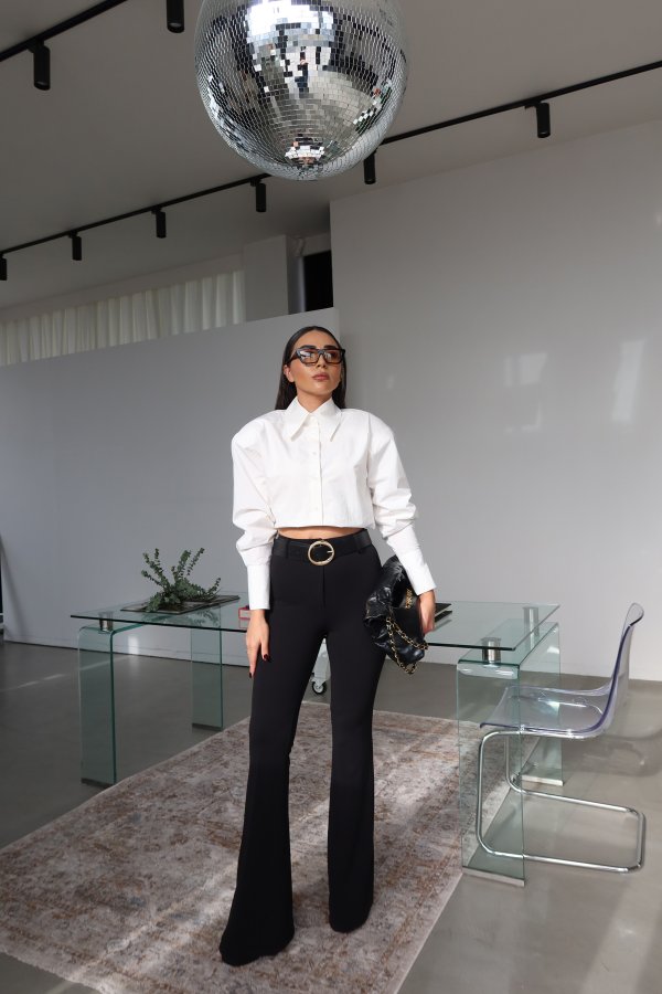 Beli Kemerli İspanyol Paça Pantolon