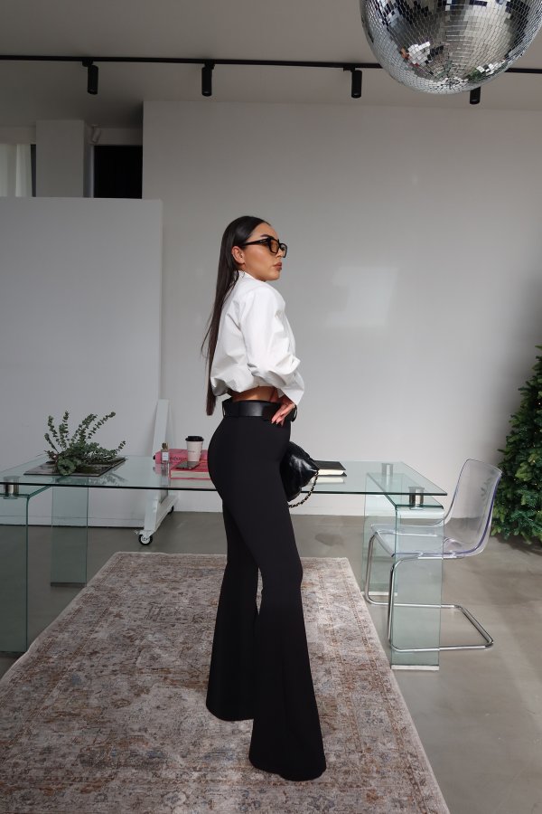 Beli Kemerli İspanyol Paça Pantolon