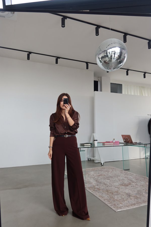 Yüksek Bel Ekstra Bol Paça Palozzo Pantolon