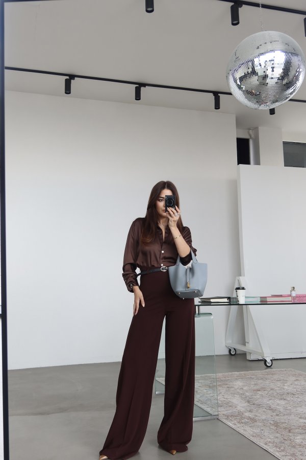 Yüksek Bel Ekstra Bol Paça Palozzo Pantolon