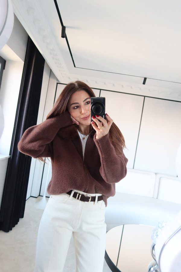 Yakası Kürklü Gizli Fermuarlı Yün Ceket