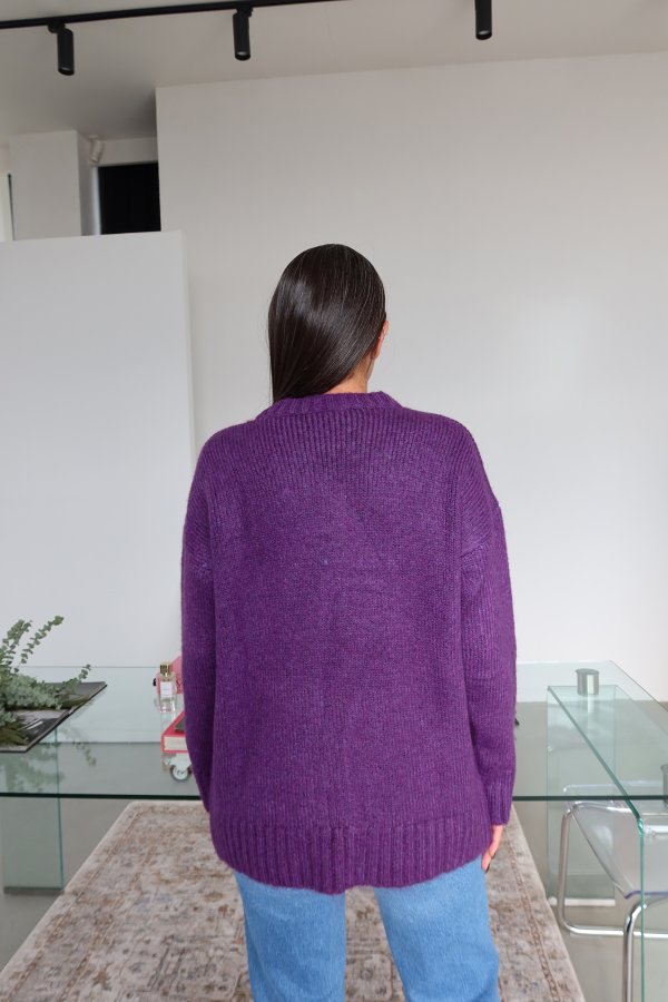 Fitilli Yaka Oversize Yün Kazak